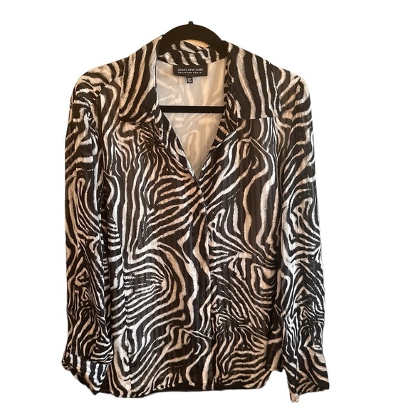 Jones New York Collection Woman Animal Print Blouse/Jacket - B/W -20W - Picture 2 of 11